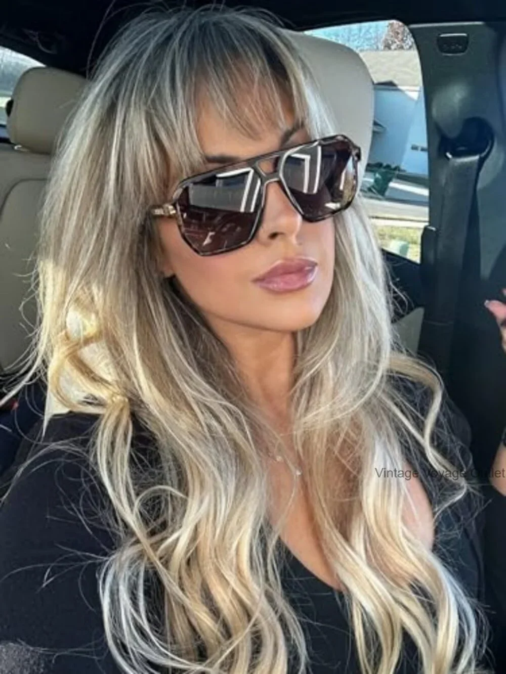 Oversized Geometric Navigator Sunglasses with Polarized Lenses, UV Protection,